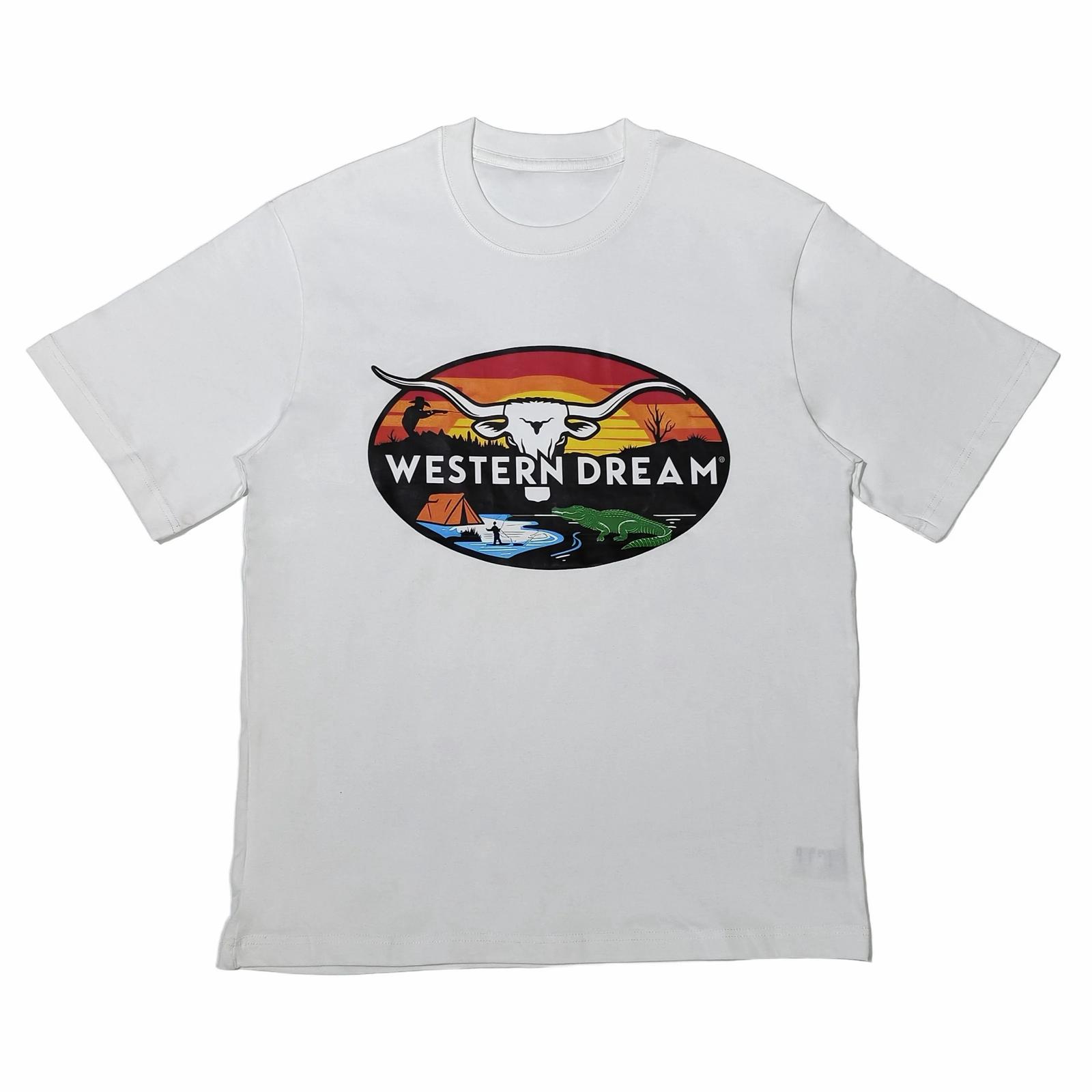 tee-shirt blanc WesternDream avec logo à l’avant, style western outdoor, vêtement inspiré nature et chasse