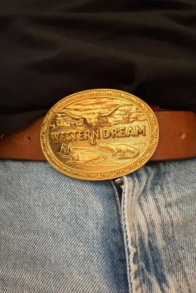 Boucle de ceinture western WesternDream en zinc avec cuir de vachette